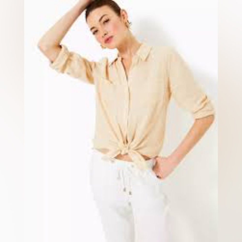 NWT Lilly Pulitzer SEA VIEW BUTTON DOWN SAND BAR X RESORT WHITE XXL - Picture 2 of 5